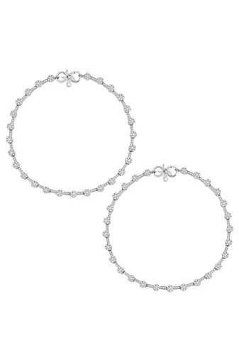 Silver plated anklet cubic zirconia studded fancy payal stylish fashion jewellery for women & girls