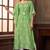 Green embroidered art silk readymade kaftan suit set