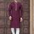 Purple embroidered cotton kurta set for men
