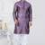 Purple woven jacquard silk blend kurta pyjama set for men