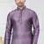 Purple woven jacquard silk blend kurta pyjama set for men