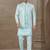Blue position printed silk kurta pajama set with jacquard silk jacket for men
