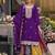 Purple multi thread jari & sequin embroidered heavy chinon free size stitched lehenga suit set with lehenga