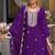 Purple multi thread jari & sequin embroidered heavy chinon free size stitched lehenga suit set with lehenga