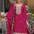 Magenta multi thread jari & sequin embroidered heavy chinon free size stitched lehenga suit set with lehenga