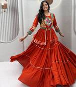 Elegant Orange Navratri Special Lehenga Choli
