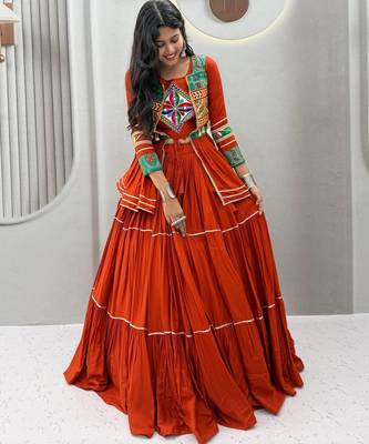 Elegant Orange Navratri Special Lehenga Choli 3