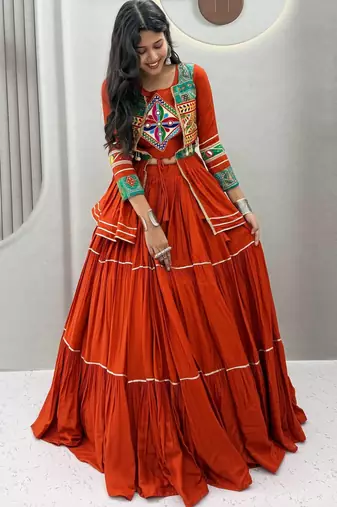 Elegant Orange Navratri Special Lehenga Choli