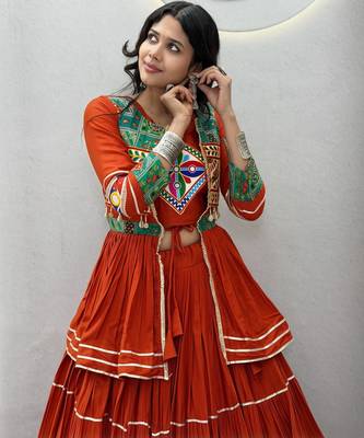 Elegant Orange Navratri Special Lehenga Choli 4