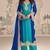 Blue embroideblue georgette free size stitched readymade straight palazzo suit set with palazzo