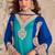 Blue embroideblue georgette free size stitched readymade straight palazzo suit set with palazzo