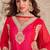 Red embroidered georgette free size stitched readymade straight palazzo suit set with palazzo