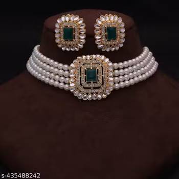 Indian bollywood gold plated kundan choker bridal necklace earrings jewelry set 1