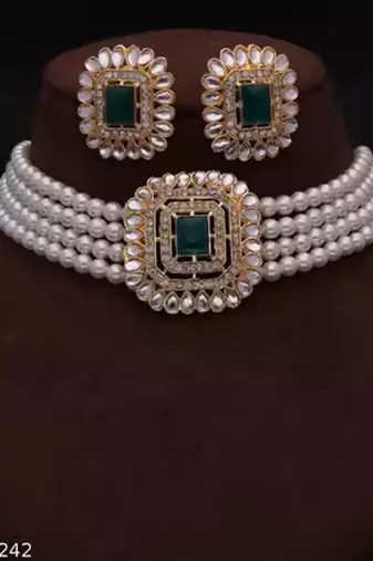 Indian bollywood gold plated kundan choker bridal necklace earrings jewelry set