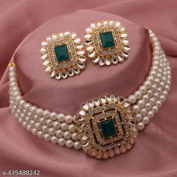 Indian bollywood gold plated kundan choker bridal necklace earrings jewelry set 2