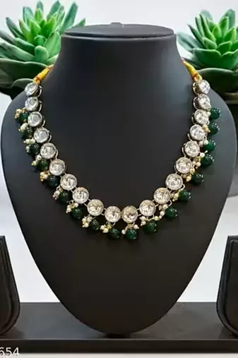 Indian bollywood gold plated kundan choker bridal necklace earrings jewelry set