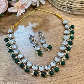 Indian bollywood gold plated kundan choker bridal necklace earrings jewelry set 2