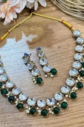 Indian bollywood gold plated kundan choker bridal necklace earrings jewelry set