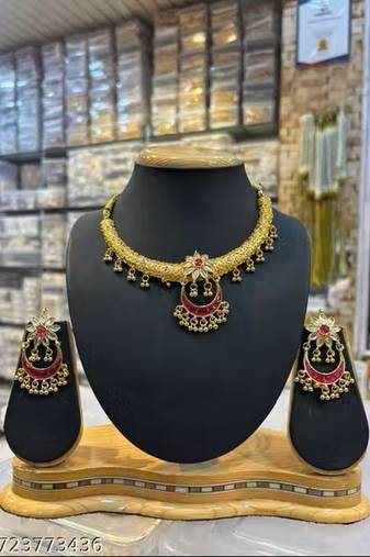 Indian bollywood gold plated kundan choker bridal necklace earrings jewelry set