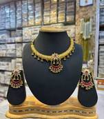 Indian bollywood gold plated kundan choker bridal necklace earrings jewelry set