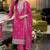 Pink embroidered chinon free size stitched readymade yoke design straight suit set with pant