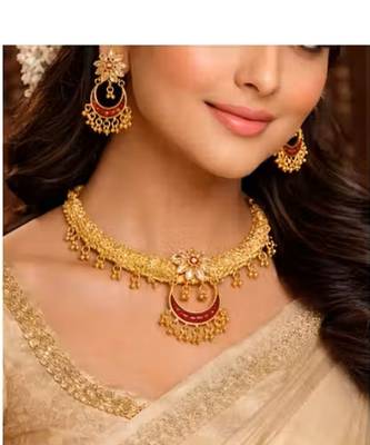 Indian bollywood gold plated kundan choker bridal necklace earrings jewelry set 2