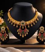 Indian bollywood gold plated kundan choker bridal necklace earrings jewelry set