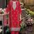 Red embroidered chinon free size stitched readymade yoke design straight suit set with pant