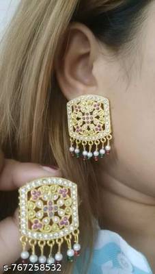 Indian bollywood gold plated kundan choker bridal necklace earrings jewelry set 1