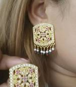 Indian bollywood gold plated kundan choker bridal necklace earrings jewelry set
