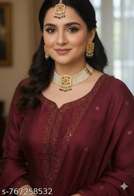 Indian bollywood gold plated kundan choker bridal necklace earrings jewelry set 2