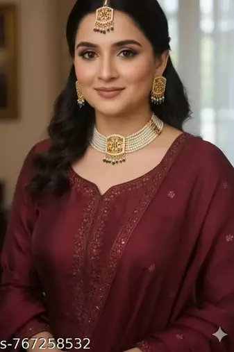 Indian bollywood gold plated kundan choker bridal necklace earrings jewelry set