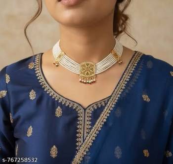 Indian bollywood gold plated kundan choker bridal necklace earrings jewelry set 3