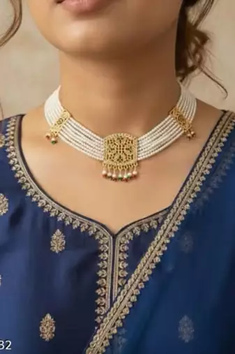 Indian bollywood gold plated kundan choker bridal necklace earrings jewelry set