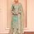 Green sequince embroidered chinon free size stitched readymade sharara suit set with dupatta