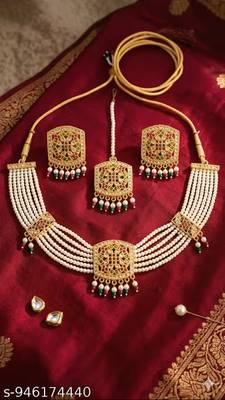 Indian bollywood gold plated kundan choker bridal necklace earrings jewelry set 2