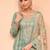 Green sequince embroidered chinon free size stitched readymade sharara suit set with dupatta