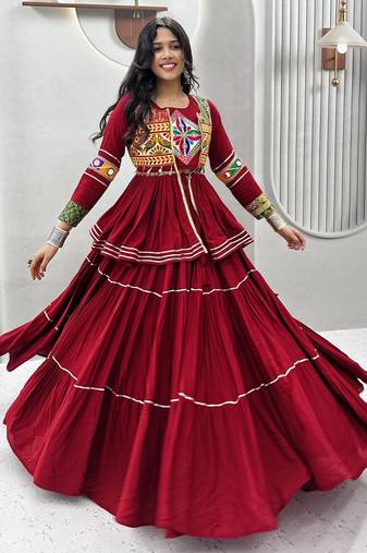 Elegant Maroon Navratri Special Lehenga Choli