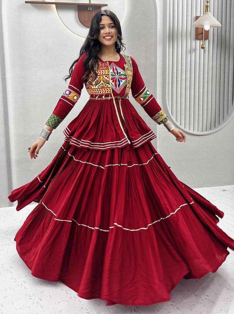 Elegant Maroon Navratri Special Lehenga Choli