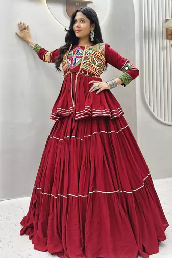 Elegant Maroon Navratri Special Lehenga Choli