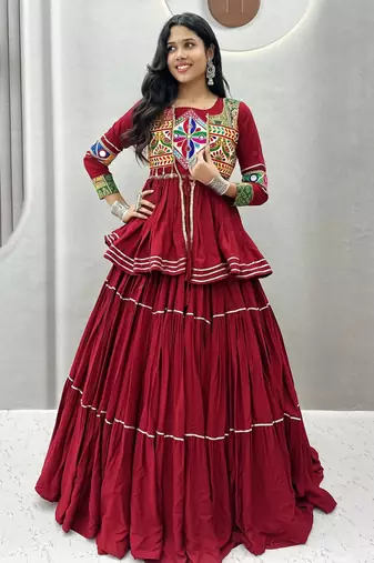 Elegant Maroon Navratri Special Lehenga Choli