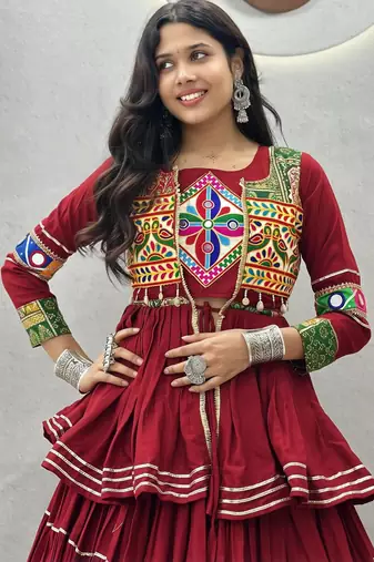 Elegant Maroon Navratri Special Lehenga Choli