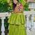 Parrot Green Pure Cotton Mirror Gamthi Work Lehenga Choli