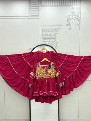 Pink Pure Cotton Mirror Gamthi Work Lehenga Choli 5