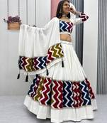 Designer White Navratri Lehenga Choli with Dupatta
