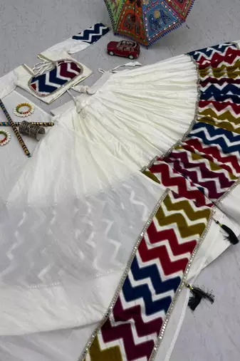 Designer White Navratri Lehenga Choli with Dupatta