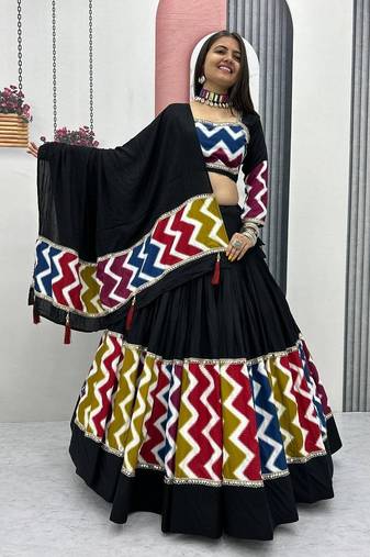 Designer Black Navratri Lehenga Choli with Dupatta