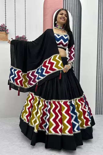 Designer Black Navratri Lehenga Choli with Dupatta