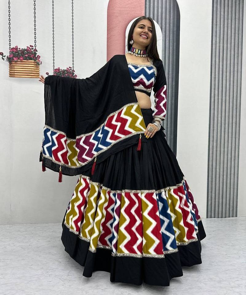 Designer Black Navratri Lehenga Choli with Dupatta