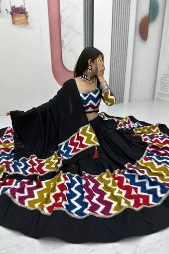 Designer Black Navratri Lehenga Choli with Dupatta